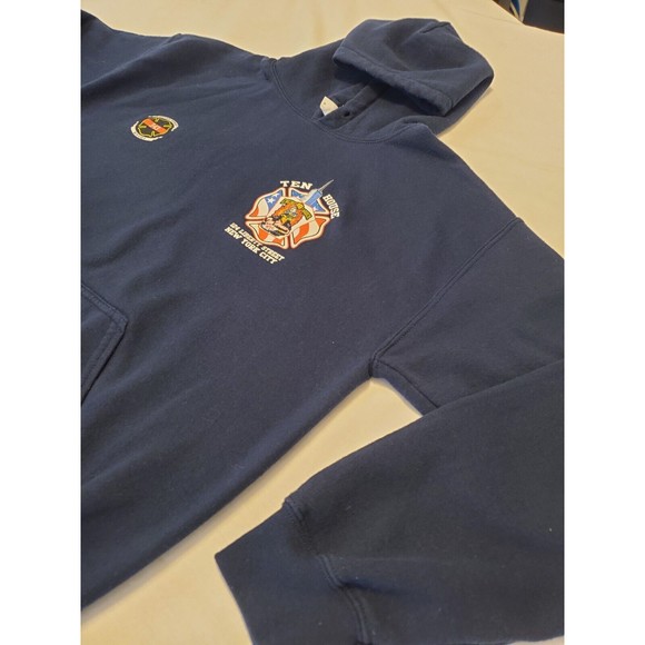 Vtg 9/11 Tribute Hooded Sweatshirt New York City Engine 10 Ladder 10 Mens Sz Med - Picture 5 of 12